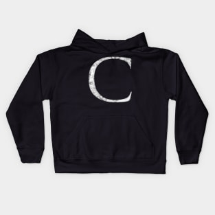 C in Roman White Marble Latin Alphabet Letter Sticker Kids Hoodie